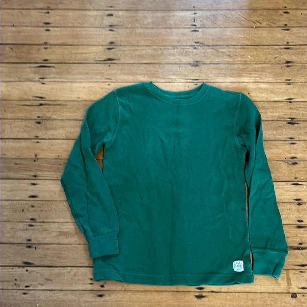 Lands End green waffle knit long sleeve boys